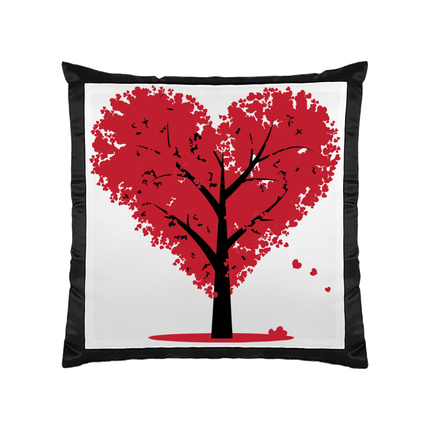 COUSSIN SATIN NOIR ARBRE EN COEUR