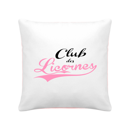 COUSSIN CLUB DES LICORNES 40X40 BICOLORE