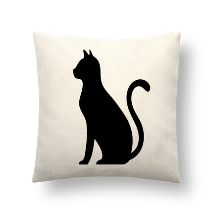 COUSSIN PEAU DE PÊCHE CHAT NOIR 41x41