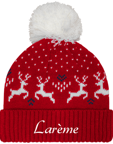 Bonnet Hiver avec Motif Rennes Bonnet de noël à pompon motif rennes 