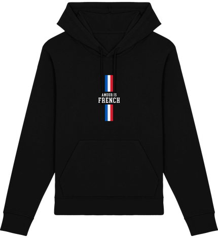Sweat Shirt Uni sexe Broderie Amour is French blanc avec drapeau Bleu Blanc Rouge