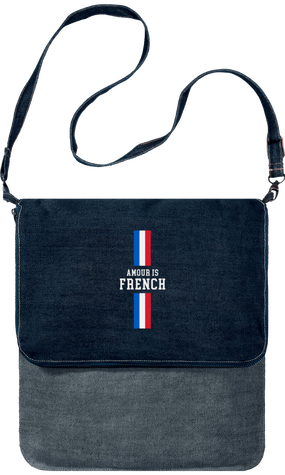 Sac Denim Besace à Bandoulière VIBES Amour is french sac tendance logo en blanc Amourisfrench.com