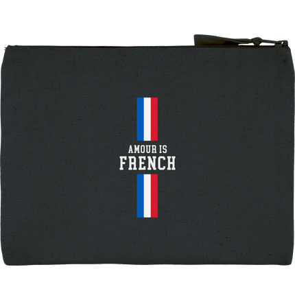 Trousse toilette ou maquillage Amour is french Logo en blanc Amourisfrench.com