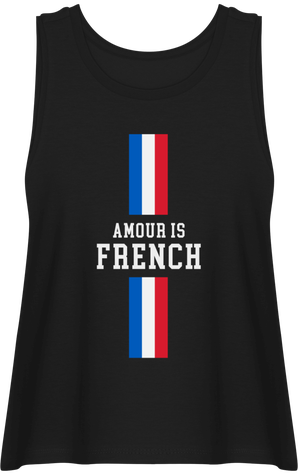 Amour is french débardeur femme  Logo en blanc Amourisfrench.com