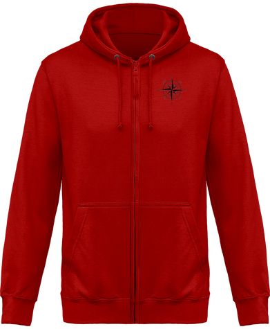 Sweat zip à capuche pour homme rouge