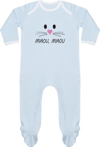 Pyjama Bébé Manches Longues Contrasté théme chat