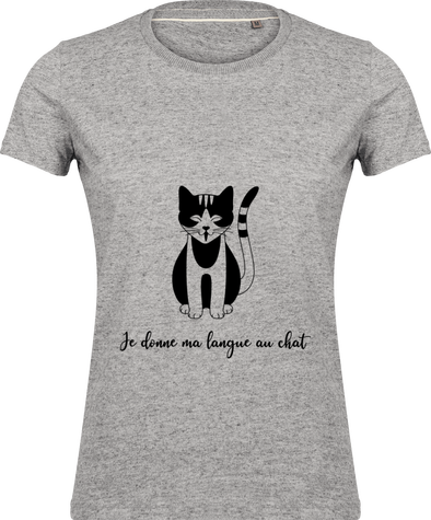 T-shirt effet vintage femme Je donne ma langue au chat