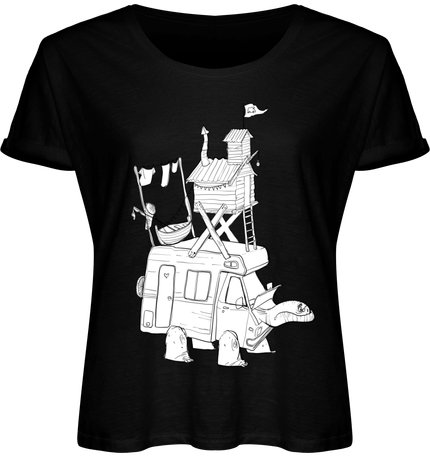 T shirt femme camping car et tortue
