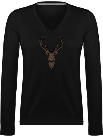 T-shirt Femme Col V Manche Longue