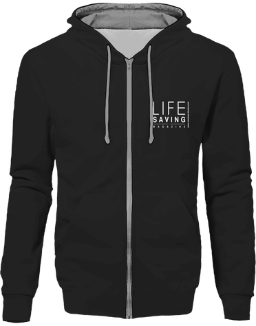 Sweat zippé à capuche bicolore homme, design blanc