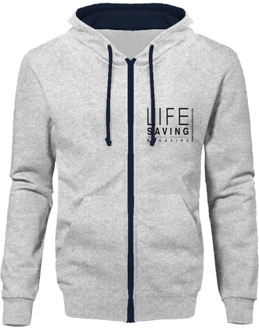 Sweat zippé à capuche bicolore unisexe, design noir