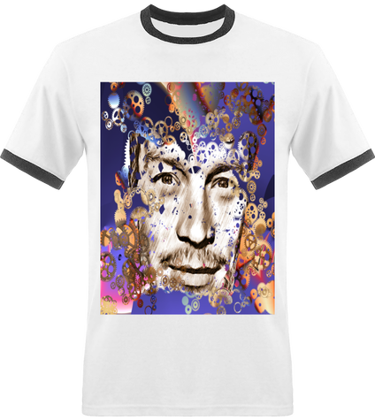 T-shirt Homme Bords Contrastés Visage1 par Cartsandra B