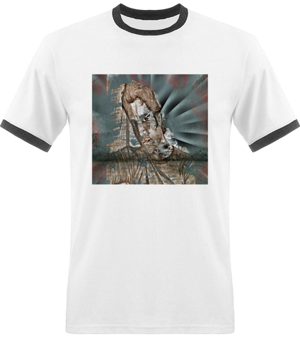T-shirt Homme Bords Contrastés Visage 8 par Cartsandra B