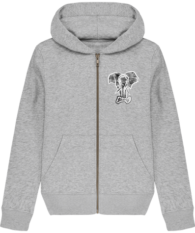 HOODIE ENFANT ZIPPE ⎢ ELEPHANT 02 ⎢ BW