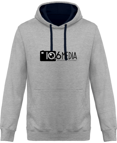 Sweat à capuche bicolore gris/navy logo 10.6Media