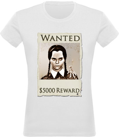 T-shirt Femme 180g - Wanted : Mercredi et la Chose, récompense 5 000 dollars humour par Cartsandra B