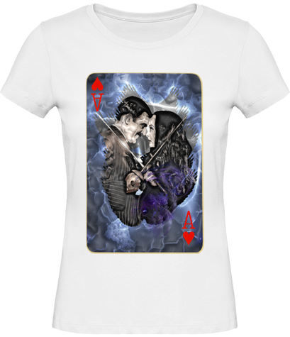 T-shirt Bio femme en single Jersey 100 % coton bio peigné ring-spun Gomez et Morticia Adams le duo e