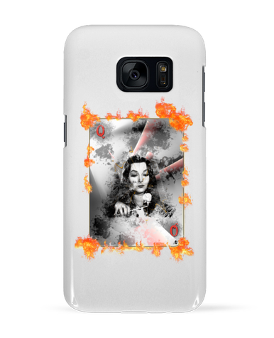 Coque 3D Samsung Galaxy S7 Morticia et sa rose carte reine en flammes par Cartsandra B