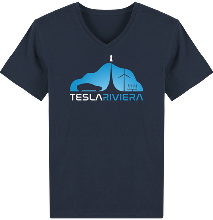 T-shirt col V 100% Bio Blue logo