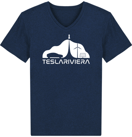 T-shirt col V 100% Bio White logo