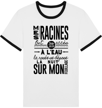T-shirt Unisexe noir en coton BIO contrasté.Verset Biblique JOB: 29-19 
