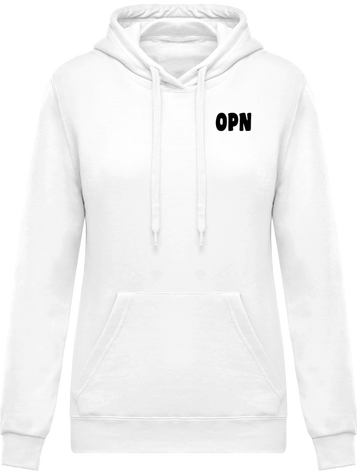 Sweat shirt a capuche blanc femme.