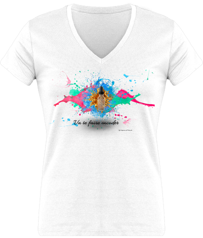 T-shirt V coton femme 