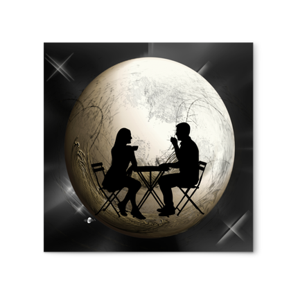 Tableau Carré 30x30cm Lune couple détente par Cartsandra B Sublimation
