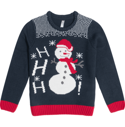 Pull de noël enfant bonhomme de neige en 85% acrylique et 15% laine
