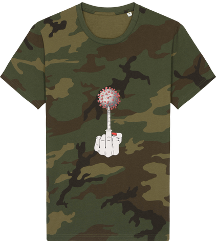 T-shirt  militaire femme en 100% coton BIO, illustration fuck covid19 femme