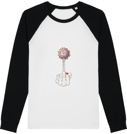 T-shirt Baseball femme, illustration fuck covid19 , main femme