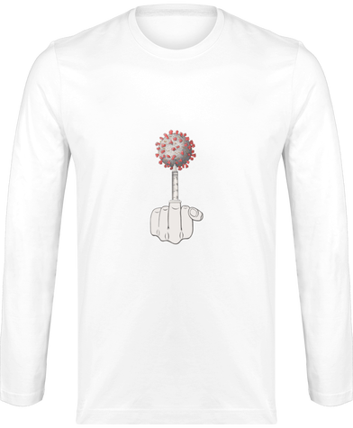 t-shirt homme manche longue 100% coton, illustration fuck covid19