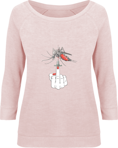 Sweat Manches 3/4 Femme, illustration fuck moustique tigre