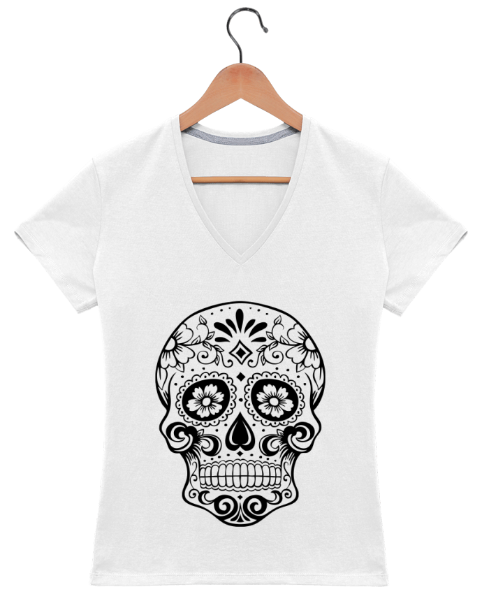 T Shirt Tête De Mort T-shirt Col V Femme 180 gr Tête de Mort - Freeyourshirt.com