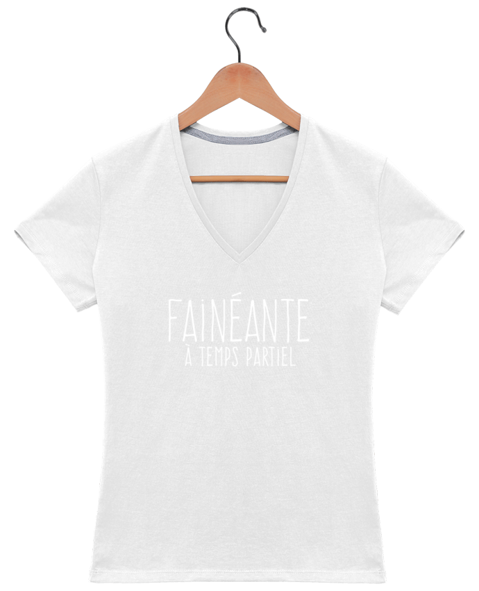 t shirt blanc col v femme