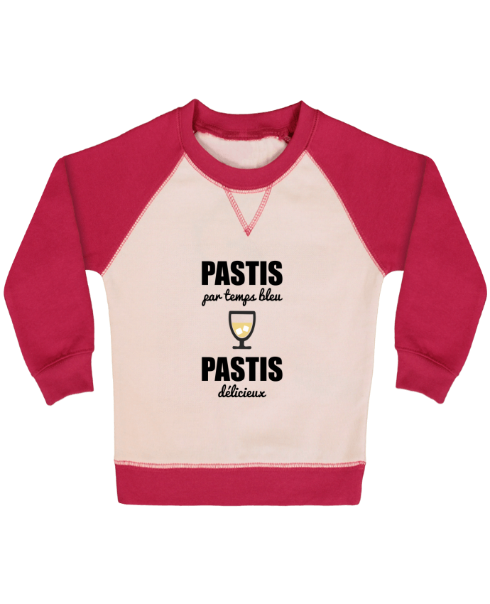 Sweat Shirt Bebe Col Rond Manches Raglan Contrastees Pastis Par Temps Bleu Pastis Delicieux Benichan