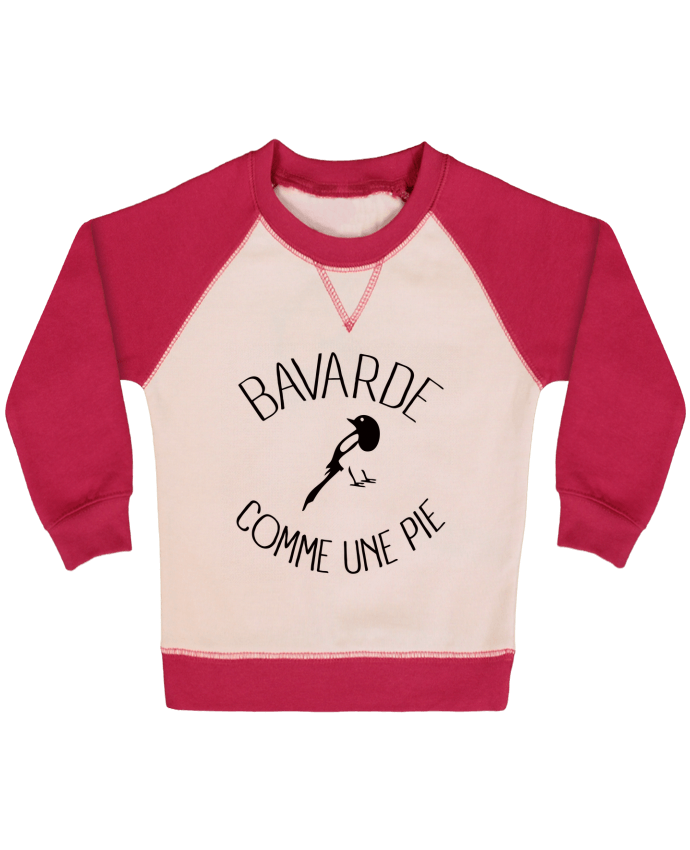 Sweat Shirt Bebe Col Rond Manches Raglan Contrastees Bavarde Comme Une Pie Freeyourshirt Com