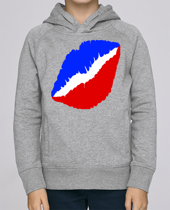 Sweat à Capuche Enfant Stanley Mini Base Levres Bleu Blanc Rouge Par Gonanissima