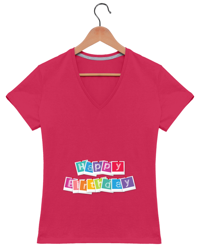 T Shirt Col V Femme 180 Gr Happy Birthday Bon Anniversaire Boxsoo T Shirt Col V Femme 180 Gr Happy Birthday Bon Anniversaire Boxsoo