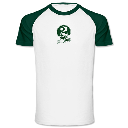 T shirt bicolore base ball blanc/vert