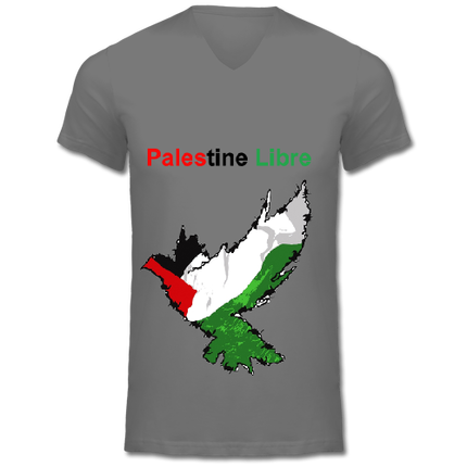 T-Shirt Homme Col V -  Palestine Libre