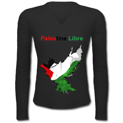 T-Shirt Femme Col V - Palestine Libre