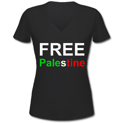 T-Shirt Femme Col V - Free Palestine
