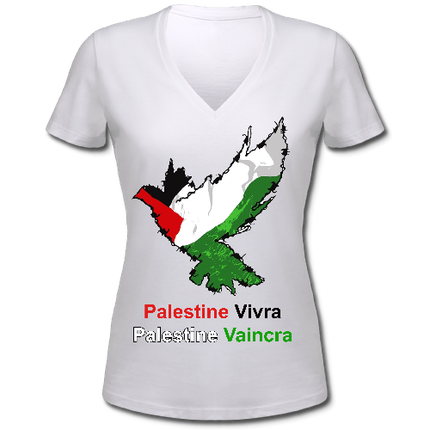 t-Shirt Femme Col V - Palestine Vivra
