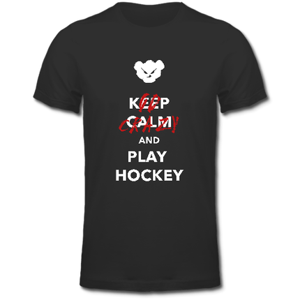 Tshirt go crazyand play hockey noir
