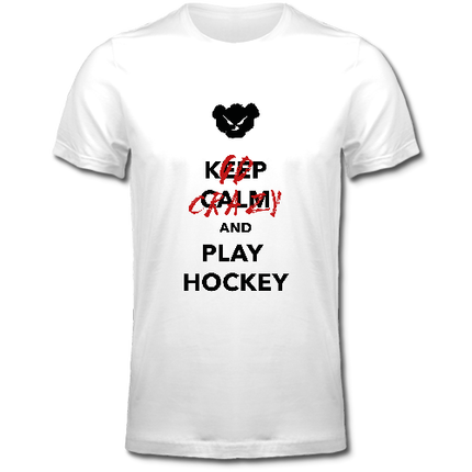 Tshirt go crazy and play hockey blanc