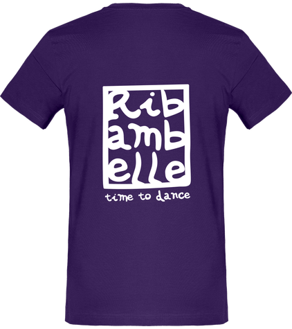 T-shirt homme ajusté Ribambelle violet-blanc