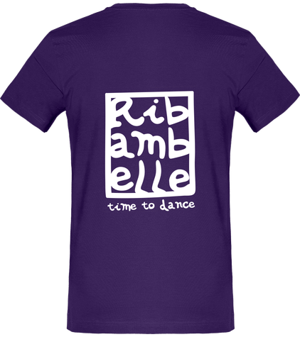 T-shirt homme col v Ribambelle violet-blanc