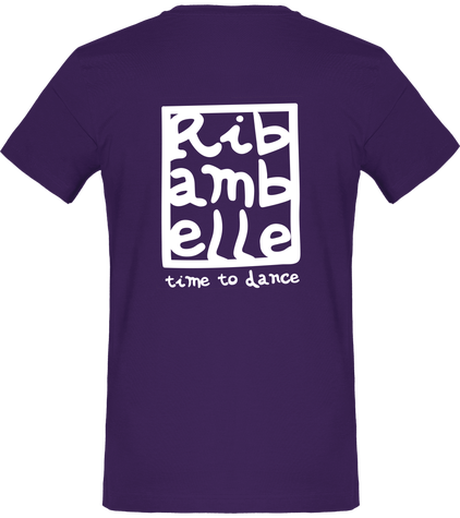 T-shirt homme basic Ribambelle violet-blanc