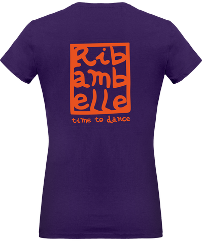 T-shirt femme col v Ribambelle violet-rouge